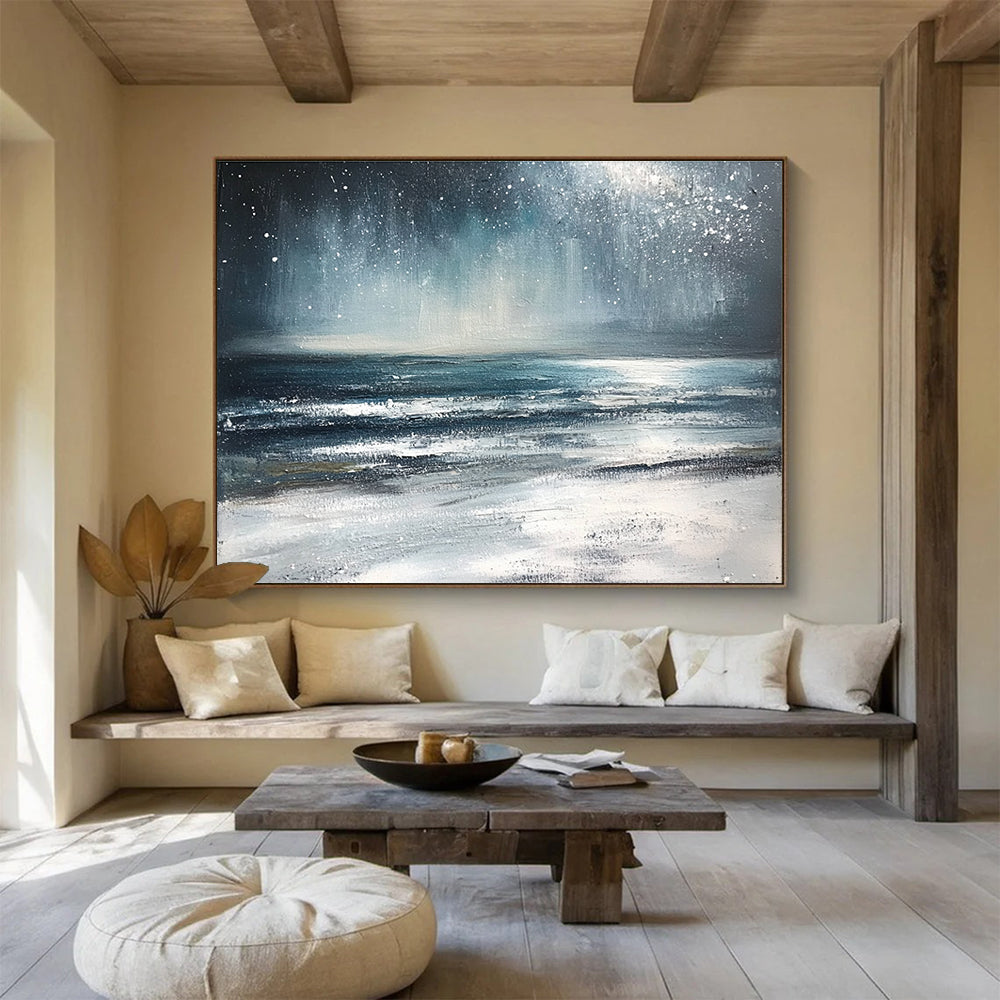 Starry Night Over the Ocean Art for Nautical - Themed Bedroom & Astronomy Lover’s Lounge SC412