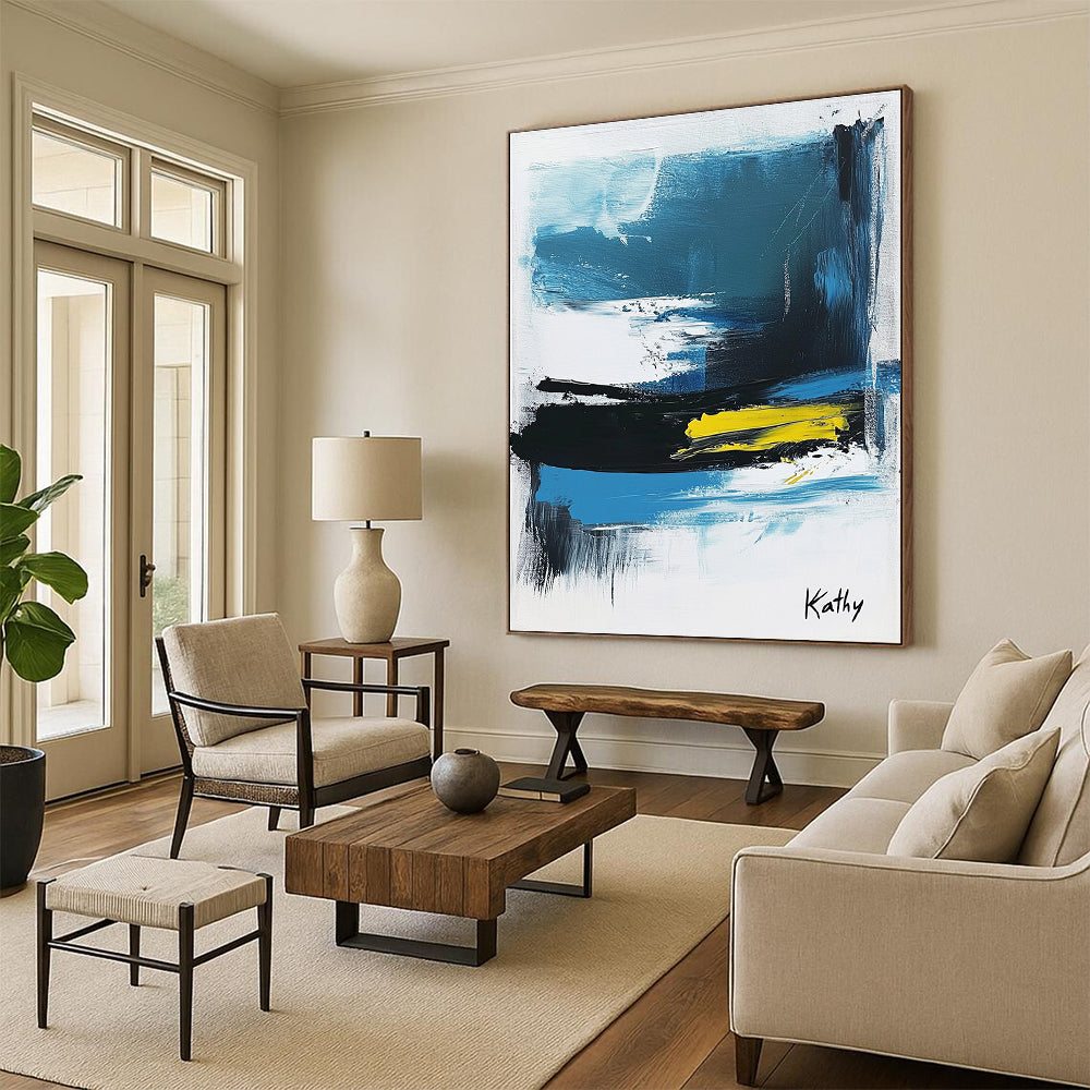 Abstract Blue and Yellow Art for Contemporary Art Gallery & Creative Home Studio STSC1423
