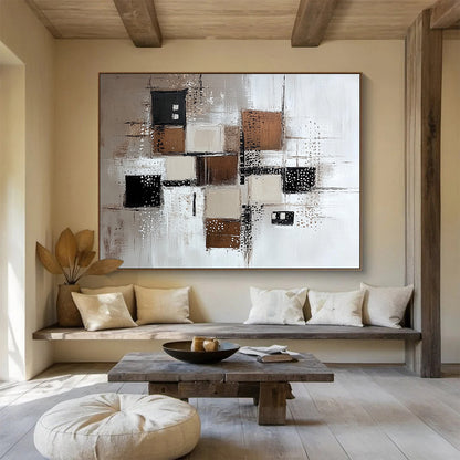 Brown and Gray Geometric Abstract Art for Industrial - Style Loft & Contemporary Art Gallery SC213