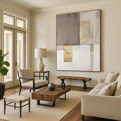Beige and Gold Minimalist for Contemporary Art Space & Elegant Home Office STSC245
