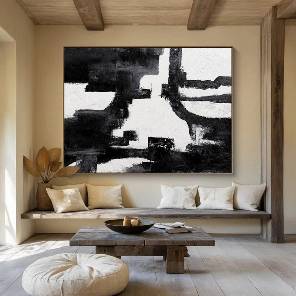 Minimalist Black and White Abstract Art for a Minimalist Study DLZ2402