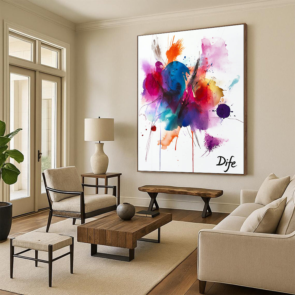 Bold Watercolor Bursts for Energetic Home Gym & Art - Loving Coffee Shop STSC1047