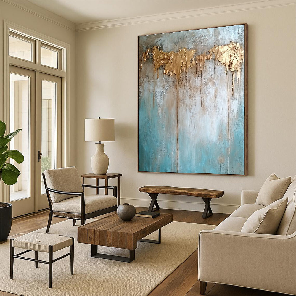 Gold - Drip Textured Art for Luxury Retail Store & High - End Home Dining Room STSC136