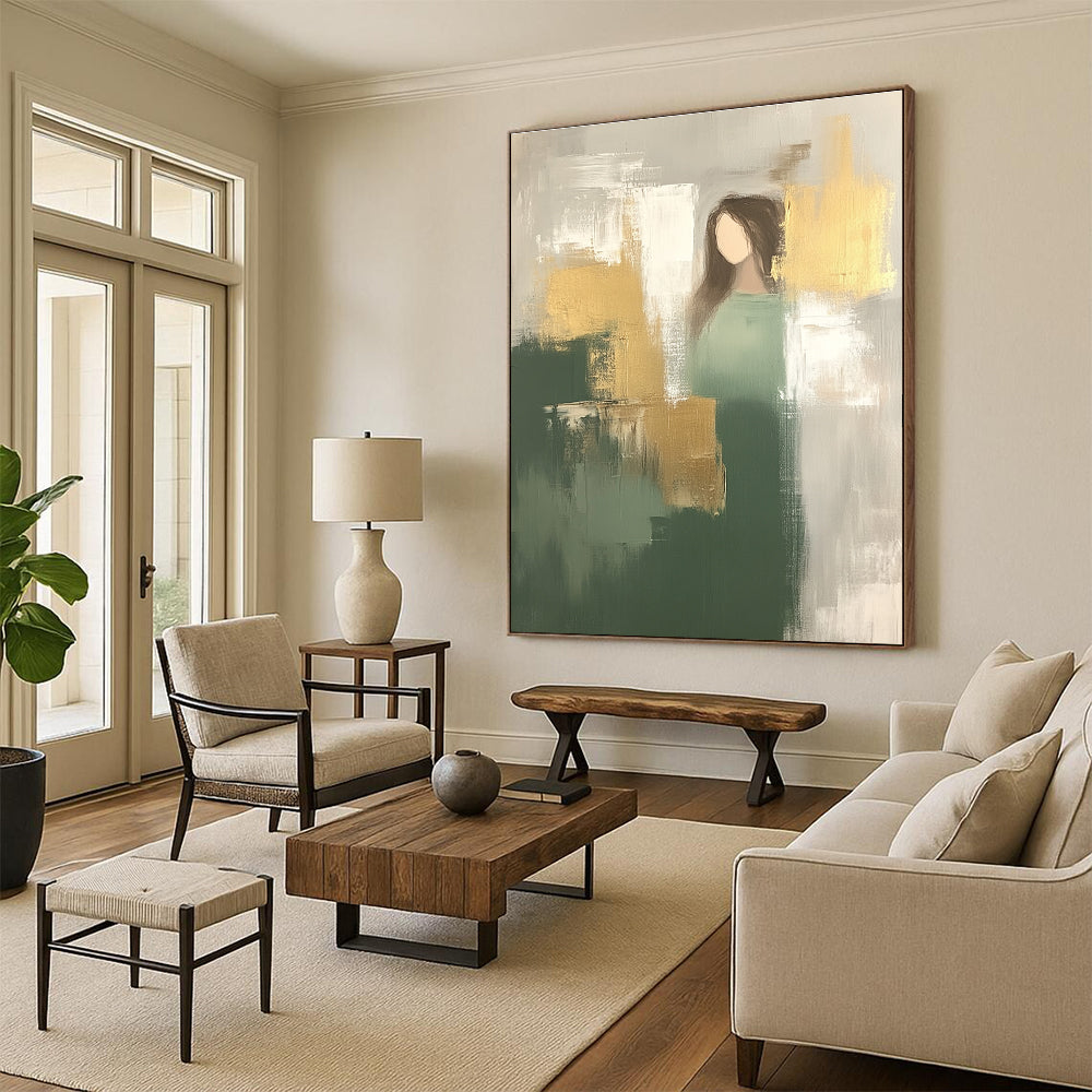 Figure with Gold and Green for Sophisticated Living Room & Inspirational Office STSC242