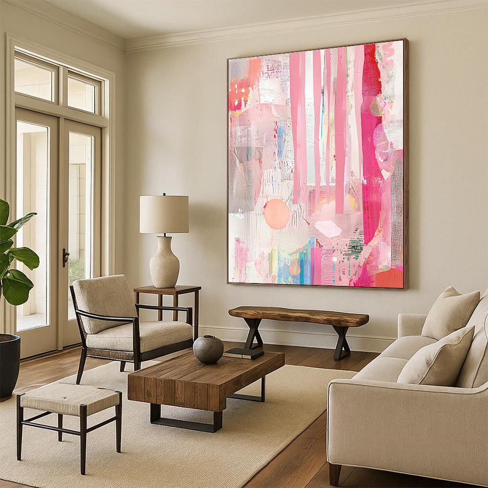 Pink Abstract Collage for Bohemian Bedroom & Creative Studio STSC1232