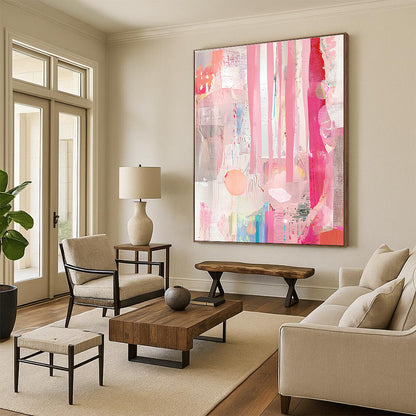 Pink Abstract Collage for Bohemian Bedroom & Creative Studio STSC1232