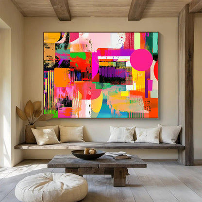 Colorful Abstract Collage Art for Art Gallery Exhibition & Bohemian - Style Café SC461