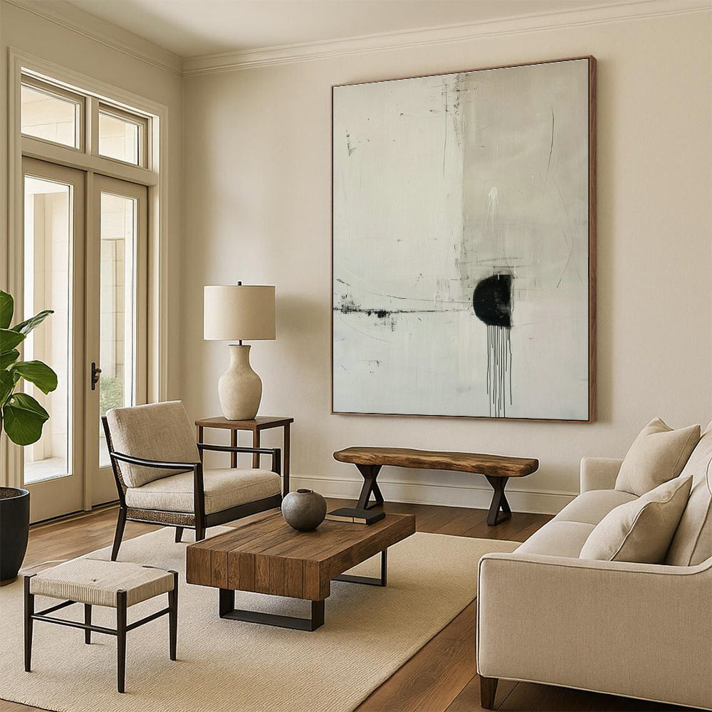 Black - White Minimalist Abstract Art for Modern Office & Art Gallery Corridor DLZ1831