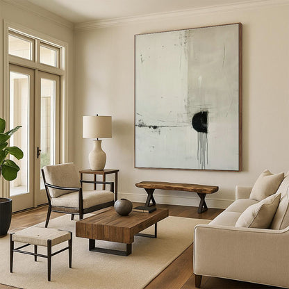 Black - White Minimalist Abstract Art for Modern Office & Art Gallery Corridor DLZ1831