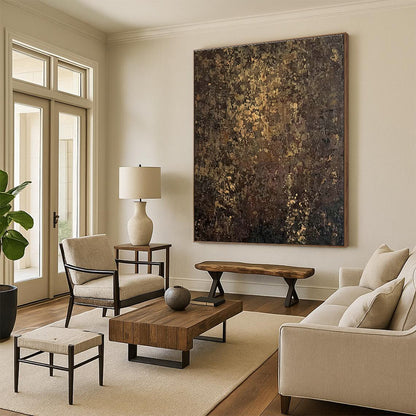Dark Brown and Gold Textured Art for Sophisticated Study & Classic Wine Cellar DLZ0742