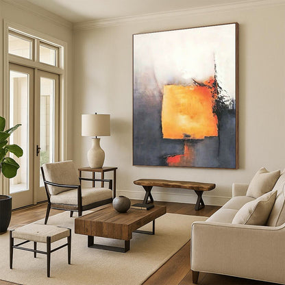 Orange - Gray Geometric Abstract for Industrial - Modern Office & Bold Home Entryway DLZ0929