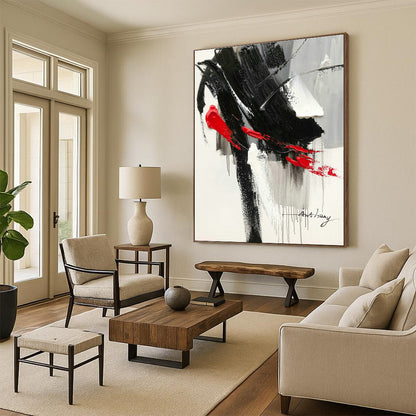 Black - Red Abstract Art for High - Energy Fitness Studio & Avant - Garde Gallery DLZ0797