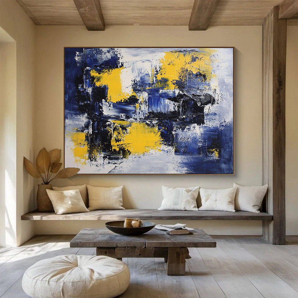 Blue - Yellow Abstract Art for Modern Office Break Room & Creative Studio SC031