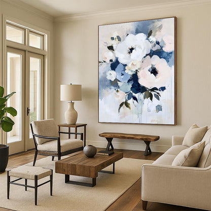 Elegant Blue - Toned Flower Art for Living Room & Boutique Hotel STSC054