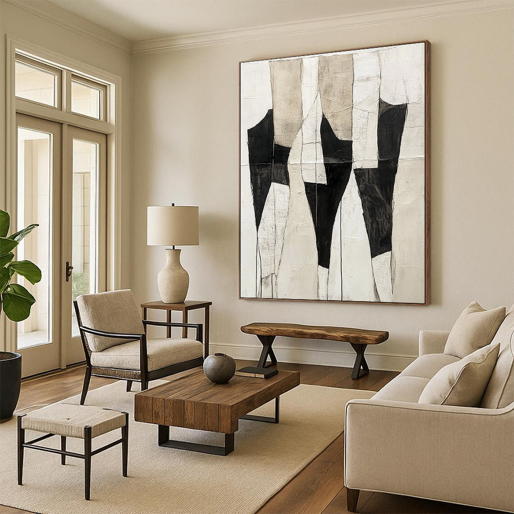 Black and Beige Patchwork Abstract for Industrial - Chic Loft & Contemporary Gallery STSC403