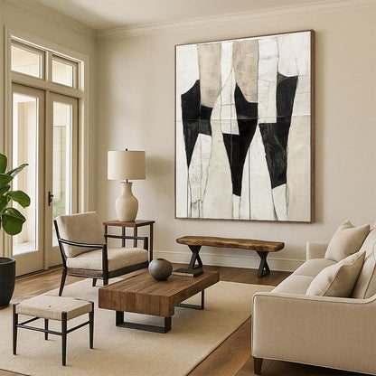 Black and Beige Patchwork Abstract for Industrial - Chic Loft & Contemporary Gallery STSC403