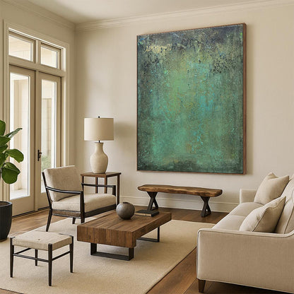 Teal - Green Textured Art for Nature - Themed Library & Outdoor - Inspired Café DLZ1487