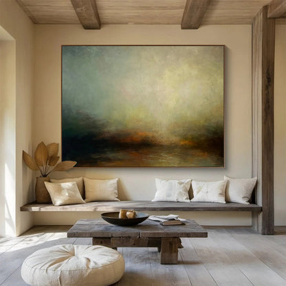 Hazy Landscape Oil Painting for Zen - Inspired Meditation Room Corners DLZ3157