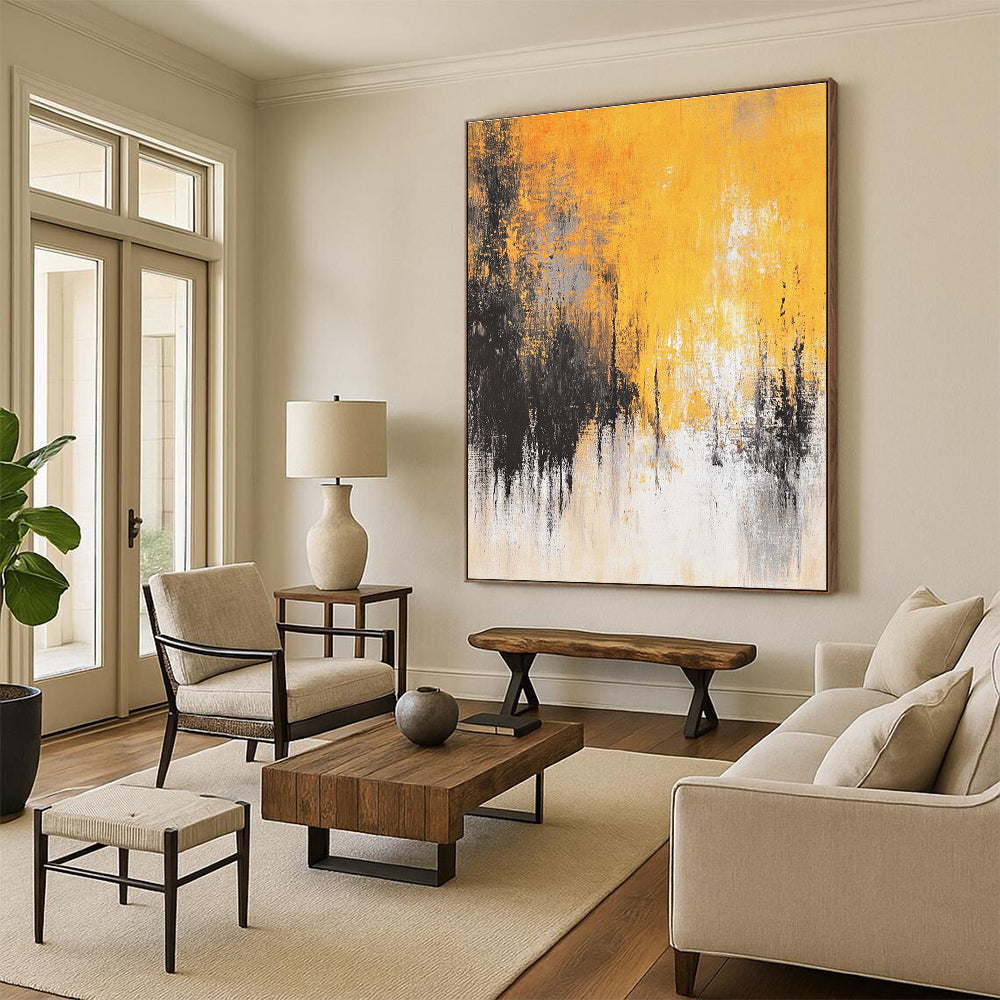Yellow & Black Abstract Art for Kitchen & Sunroom STSC728