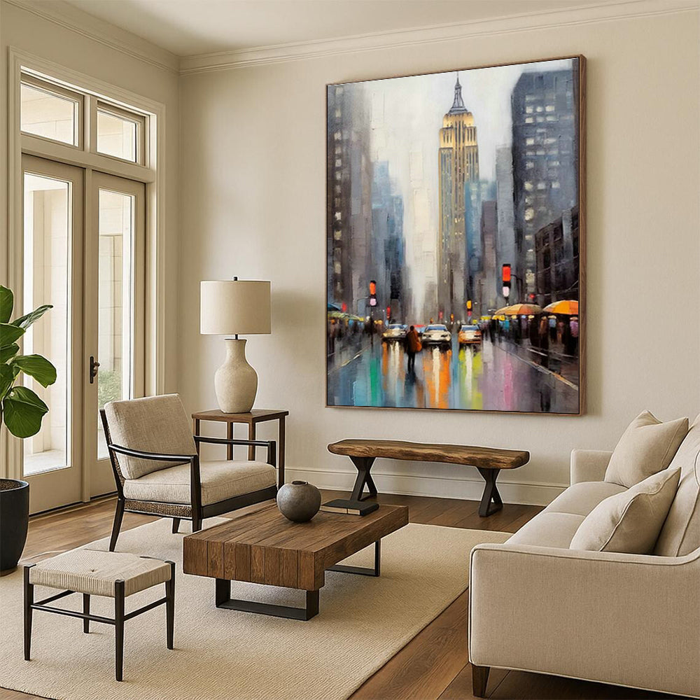 City Street Oil Painting for Living Room & Office DLZ0369