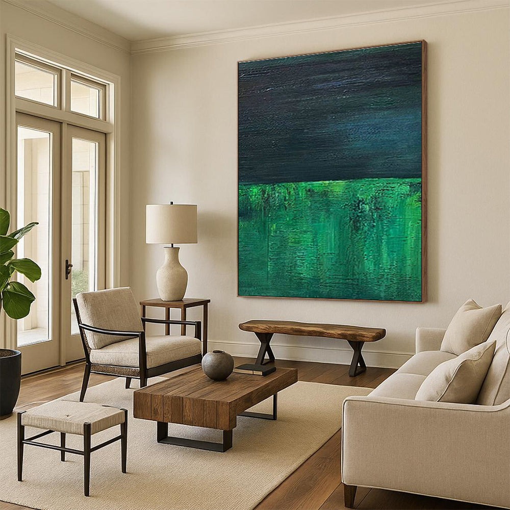 Deep Green and Black Abstract Art for Home Theater & Industrial - Style Loft DLZ1208