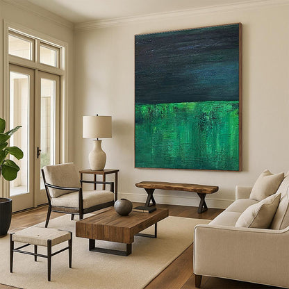 Deep Green and Black Abstract Art for Home Theater & Industrial - Style Loft DLZ1208