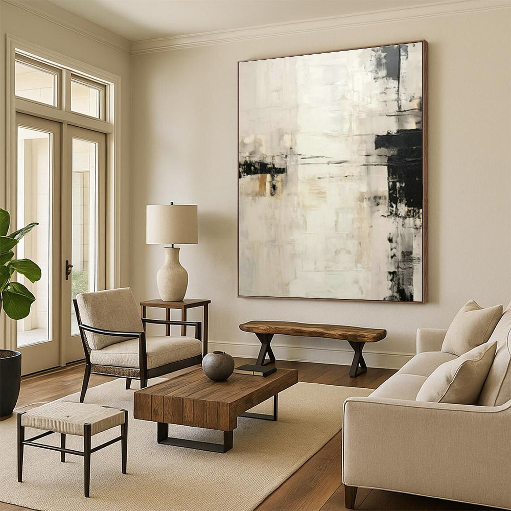 Gray - White Minimalist Abstract Art for Scandinavian Bedroom & Contemporary Gallery DLZ1723
