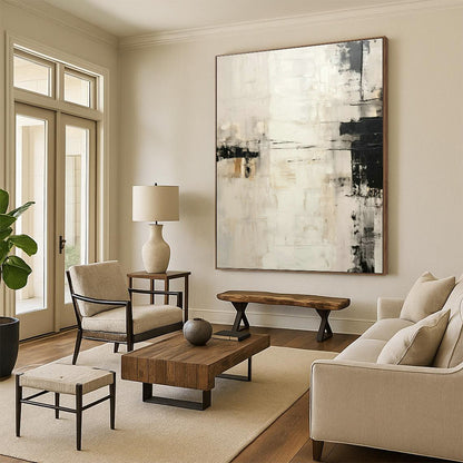 Gray - White Minimalist Abstract Art for Scandinavian Bedroom & Contemporary Gallery DLZ1723
