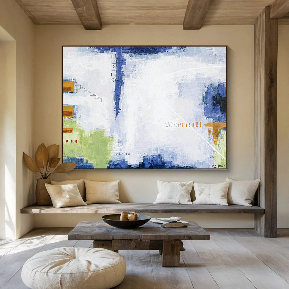 Blue - White Minimalist Abstract for Coastal Home Office DLZ2939
