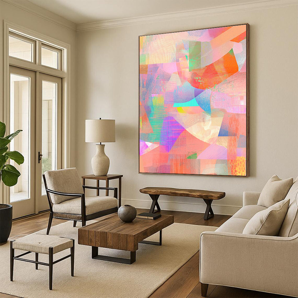 Pastel Color Collage Abstract for Girly - Chic Bedroom & Art Gallery Pop - Up STSC477