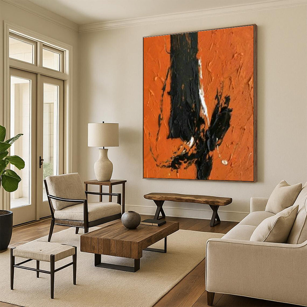 Bold Orange - Black Abstract Art for Industrial Loft & Art - Forward Bar DLZ1445