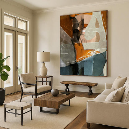 Orange - Geometric Abstract for Contemporary Art Gallery & Creative Studio Break Area DLZ0891