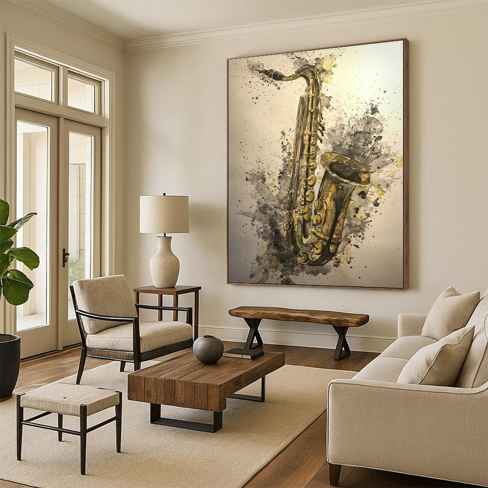 Watercolor Saxophone Art for Jazz Club & Music Studio DLZ2340