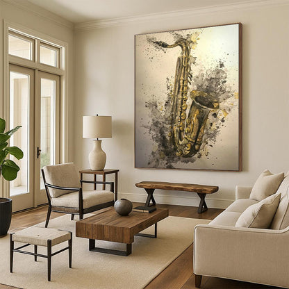 Watercolor Saxophone Art for Jazz Club & Music Studio DLZ2340