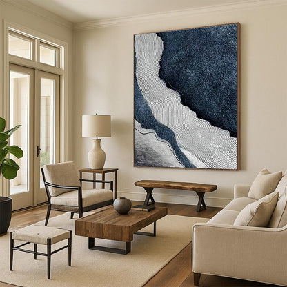Black - and - White Line Texture Art for Contemporary Office & Monochrome Gallery DLZ2236