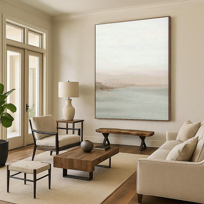 Minimalist Waterfront Art for Neutral - Toned Living Room & Artistic Beach House DLZ0726