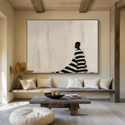 Black - and - White Stripe Silhouette Art for Minimalist Gallery Exhibition Spaces DLZ2612