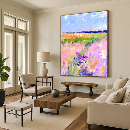 Pink Field with Flowers for Romantic Home Bedroom & Feminine Art Boutique STSC1018