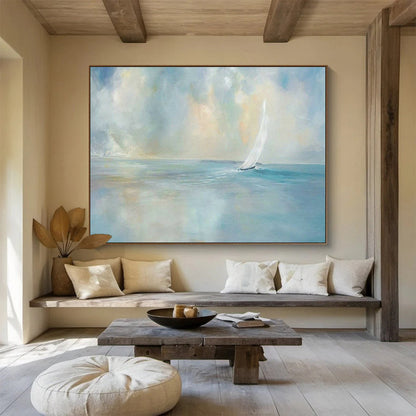 Seaside Sailboat Oil Painting for Nautical - Themed Study DLZ2820