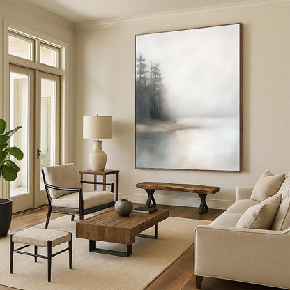 Foggy Forest Lake Art for Yoga Studio & Bedroom STSC089