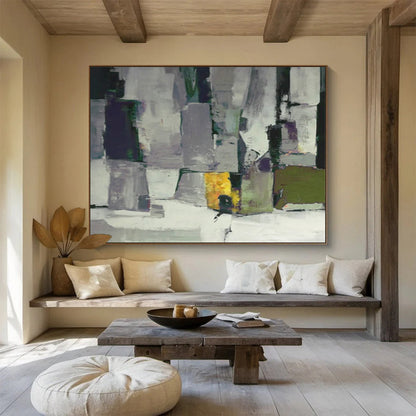 Grey - Purple Geometric Abstract Art for Chic Entryway DLZ2749