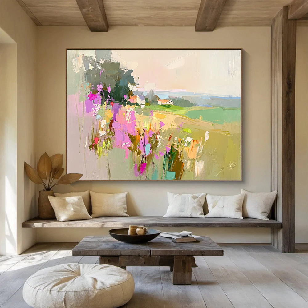 Colorful Pastoral Flowerscape Art for Countryside Villa Living Room & Bohemian - Style Café SC110