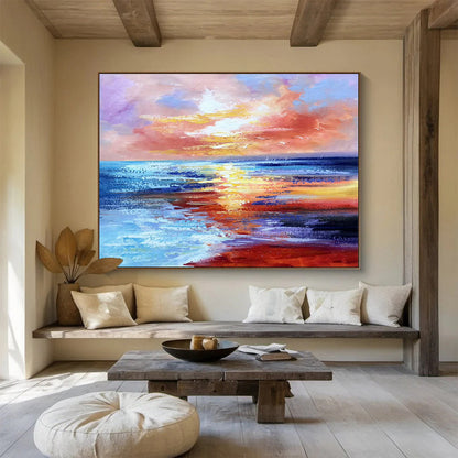 Seascape Sunset Oil Painting for Beachfront Home Master Bedrooms DLZ2678