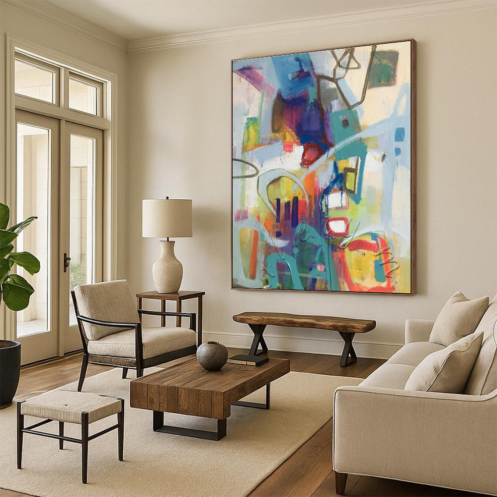 Colorful Geometric Abstract Art for Art School Classroom & Trendy Coworking Space DLZ1774