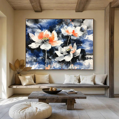 Elegant Lotus Ink Art for Asian - Inspired Home & Zen Spa SC580