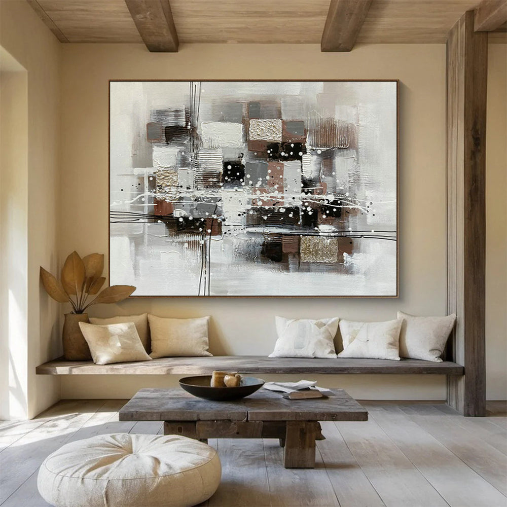 Brown - Grey - Gold Abstract Art for Stylish Home Office DLZ2738