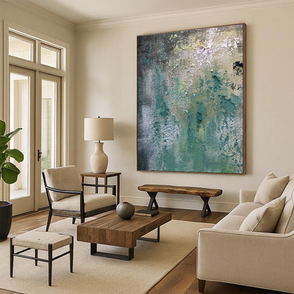 Textured Teal - Gray Abstract for Industrial Loft & Art Gallery Pop - Up DLZ0904