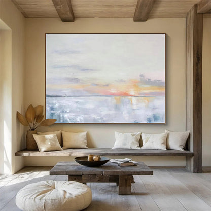 Soft - Toned Seaside Sunset Abstract Art for Minimalist Bedroom DLZ2804