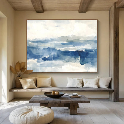 Blue - Toned Abstract Landscape Art for Coastal Home Office & Relaxing Beach House SC289