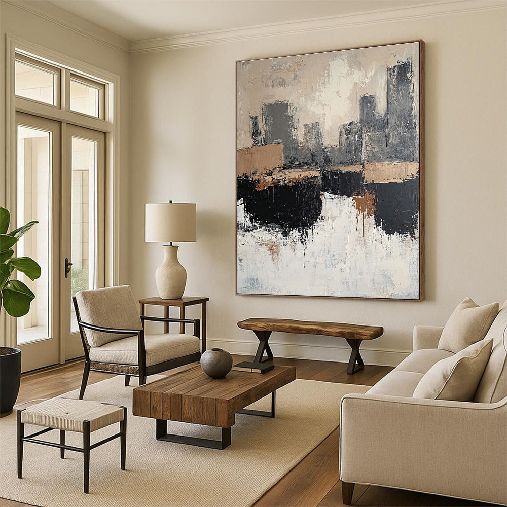 Abstract Cityscape in Neutrals for Urban Penthouse & Modern Gallery STSC412
